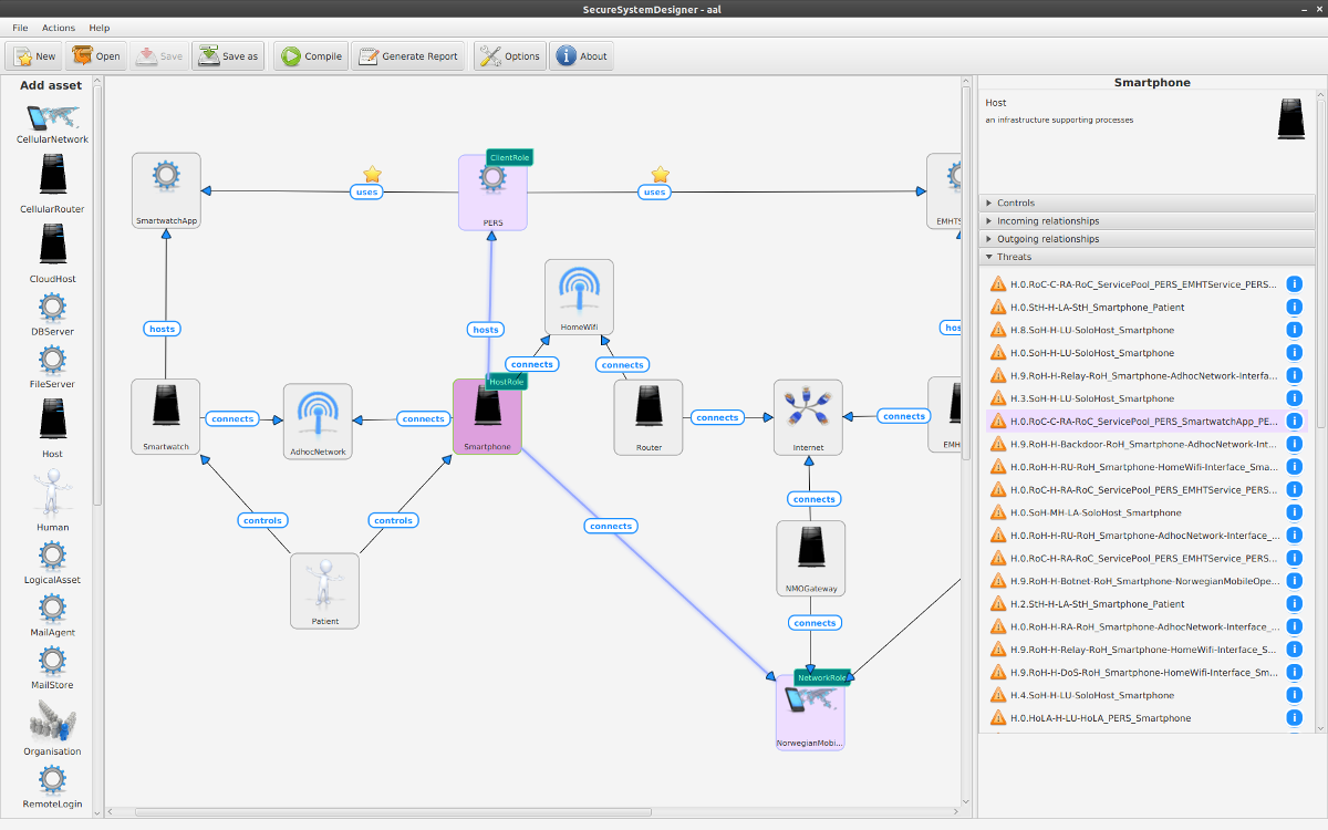 Screenshot of Secure System Designer (SSD) developed in OPTET